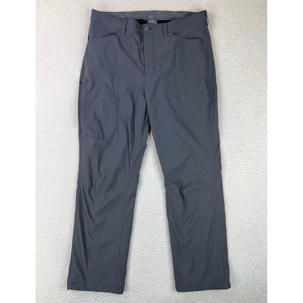 Eddie Bauer Pants Mens 36x30 Gray Fleece Lined Tech Nylon Stretch Cargo Winter